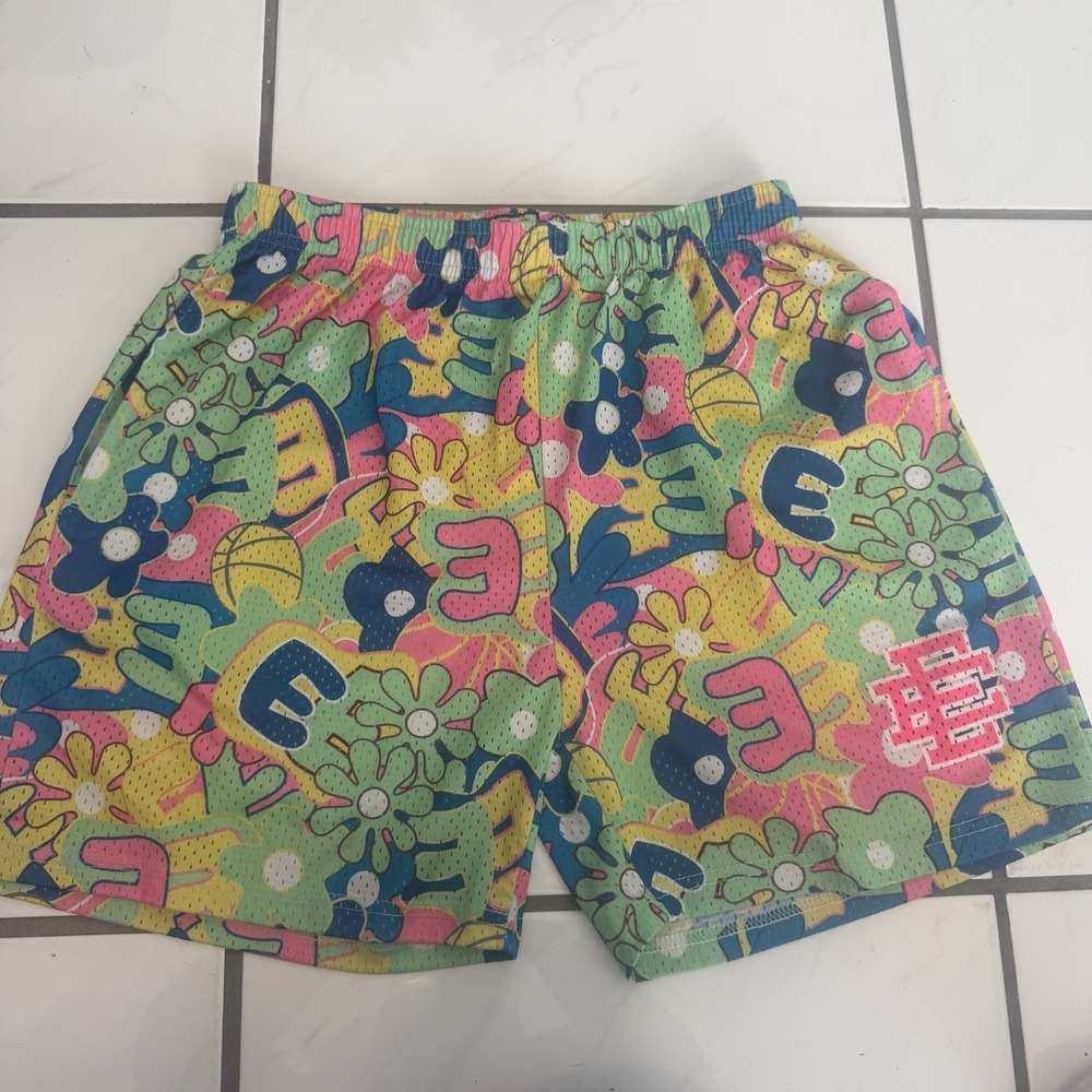 Eric Emanuel EE Kids Youth Mesh Logo Athletic Basic Shorts Pink Size Medium